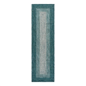 Safavieh Braided 2'-3&quot x 8'-0&quot Polypropylene Hand Woven Rug in Ivory / Turquoise
