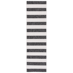 Safavieh Courtyard 2'-3&quot x 10'-0&quot Polypropylene Power Loomed Rug in Ivory /Black