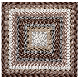 Safavieh Braided 5'-0&quot x 5'-0&quot Polypropylene Hand Woven Rug in Brown/Multi-Color