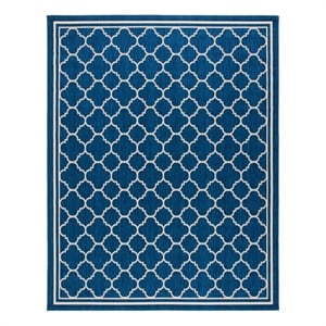Safavieh Courtyard 11'-0&quot x 15'-0&quot Polypropylene Power Loomed Rug in Navy /Beige