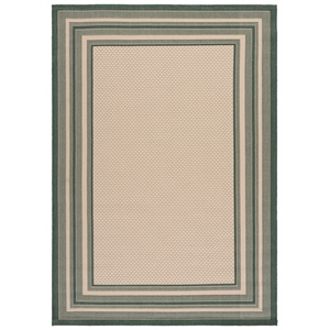 Safavieh Courtyard 5'-3&quot x 7'-7&quot Polypropylene Power Loomed Rug in Beige / Green