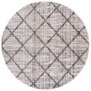 Safavieh Everett Shag 6'-7&quot x 6'-7&quot Polypropylene Power Loomed Rug in Ivory/Gray