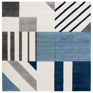Safavieh Hollywood 6'-7&quot x 6'-7&quot Polypropylene Power Loomed Rug in Ivory / Blue