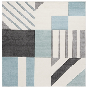 Safavieh Hollywood 6'-7&quot x 6'-7&quot Polypropylene Power Loomed Rug in Ivory / Aqua
