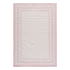 Safavieh Courtyard 5'-3&quot x 7'-7&quot Polypropylene Power Loomed Rug in Ivory / Pink
