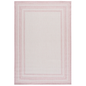 Safavieh Courtyard 6'-7&quot x 9'-6&quot Polypropylene Power Loomed Rug in Ivory / Pink