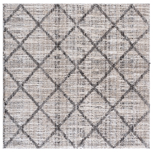 Safavieh Everett Shag 6'-7&quot x 6'-7&quot Polypropylene Power Loomed Rug in Ivory/Gray