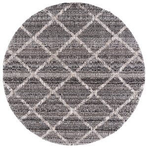 Safavieh Everett Shag 6'-7&quot x 6'-7&quot Polypropylene Power Loomed Rug in Gray/Ivory
