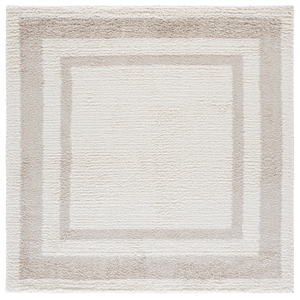 Safavieh Gemma Shag 600 6'-7&quot x 6'-7&quot Polypropylene Power LoomedRuginIvory/Beige