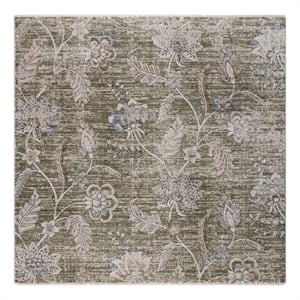 Safavieh Grove 6'-7&quot x 6'-7&quot Polypropylene Power Loomed Rug in Green / Ivory
