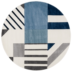 Safavieh Hollywood 6'-7&quot x 6'-7&quot Polypropylene Power Loomed Rug in Ivory / Blue