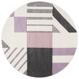 Safavieh Hollywood 6'-7&quot x 6'-7&quot Polypropylene Power Loomed Rug in Ivory /Purple