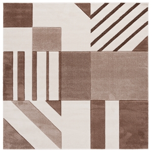 Safavieh Hollywood 6'-7&quot x 6'-7&quot Polypropylene Power Loomed Rug in Ivory / Brown