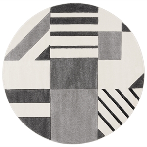 Safavieh Hollywood 6'-7&quot x 6'-7&quot Polypropylene Power Loomed Rug in Ivory / Gray