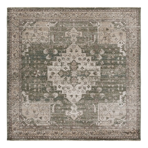 Safavieh Hazel 500 6'-0&quot x 6'-0&quot Polyester Power Loomed Rug in Green / Beige
