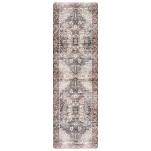 Safavieh Kitchen Mat 100 1'-6&quot x 4'-0&quot  Power Loomed Rug in Ivory / Purple