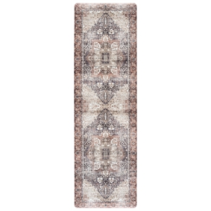 Safavieh Kitchen Mat 100 1'-6&quot x 5'-0&quot  Power Loomed Rug in Ivory / Purple