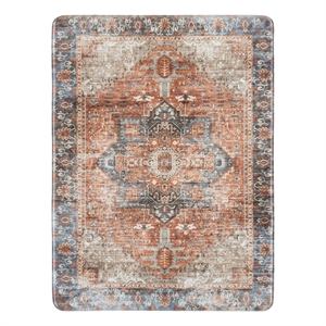 Safavieh Kitchen Mat 100 1'-6&quot x 2'-0&quot  Power Loomed Rug in Rust / Aqua