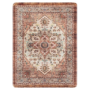 Safavieh Kitchen Mat 100 1'-6&quot x 2'-0&quot  Power Loomed Rug in Ivory / Rust