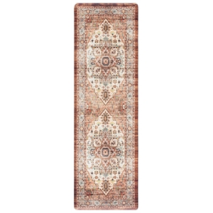 Safavieh Kitchen Mat 100 1'-6&quot x 4'-0&quot  Power Loomed Rug in Ivory / Rust