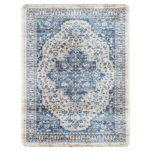 Safavieh Kitchen Mat 100 1'-6&quot x 2'-0&quot  Power Loomed Rug in Beige / Blue