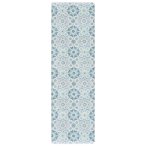 Safavieh Kitchen Mat 500 1'-6&quot x 4'-0&quot  Power Loomed Rug in Gray/ Blue