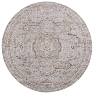 Safavieh Miranda 6'-6&quot x 6'-6&quot Polyester Power Loomed Rug in Beige / Gray /Ivory