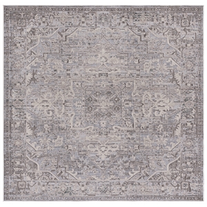 Safavieh Miranda 6'-6&quot x 6'-6&quot Polyester Power Loomed Rug in Gray/ Ivory