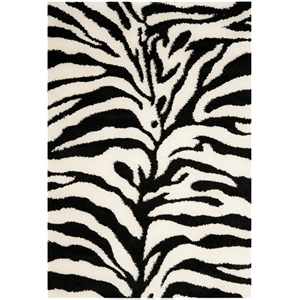 Safavieh Florida Shag 6'-0&quot x 9'-0&quot Polypropylene Power Loomed Rug inIvory/Black