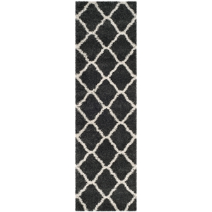 Safavieh Hudson Shag 2'-3&quot x 14'-0&quot Polypropylene PowerLoomedRuginDarkGray/Ivory