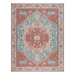 Safavieh Tucson 10'-0&quot x 14'-0&quot Polyester Power Loomed Rug in Aqua / Rust
