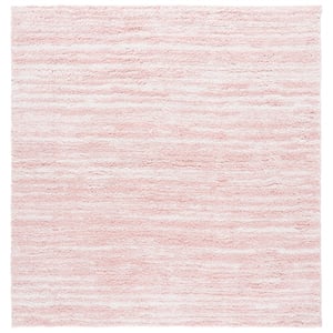 Safavieh Rumi Shag 8'-0&quot x 8'-0&quot Polyester Power Loomed Rug in Pink / Ivory