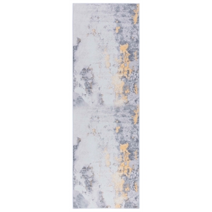 Safavieh Tacoma 2'-6&quot x 12'-0&quot Polyester Power Loomed Rug in Gray/ Gold