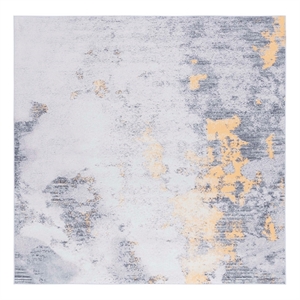 Safavieh Tacoma 4'-0&quot x 4'-0&quot Polyester Power Loomed Rug in Gray/ Gold