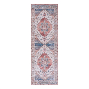 Safavieh Tucson 2'-6&quot x 18'-0&quot Polyester Power Loomed Rug in Beige / Blue