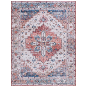 Safavieh Tucson 2'-6&quot x 22'-0&quot Polyester Power Loomed Rug in Beige / Blue