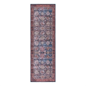 Safavieh Tucson 2'-6&quot x 6'-0&quot Polyester Power Loomed Rug in Navy / Rust
