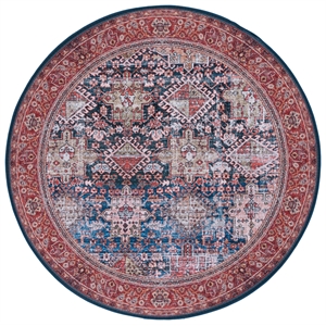 Safavieh Tucson 4'-0&quot x 4'-0&quot Polyester Power Loomed Rug in Navy / Rust