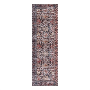 Safavieh Tucson 2'-6&quot x 6'-0&quot Polyester Power Loomed Rug in Navy / Rust