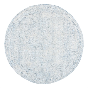 Safavieh Abstract 6'-0&quot x 6'-0&quot Wool Hand Tufted Rug in Ivory / Blue