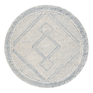 Safavieh Abstract 6'-0&quot x 6'-0&quot Wool Hand Tufted Rug in Ivory / Blue