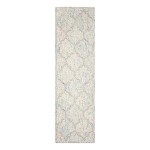 Safavieh Abstract 2'-3&quot x 8'-0&quot Wool Hand Tufted Rug in Ivory / Light Blue