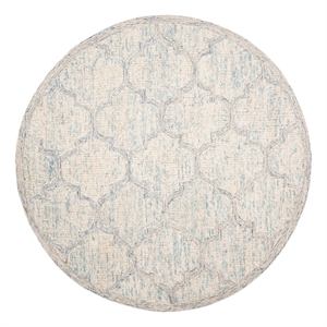 Safavieh Abstract 6'-0&quot x 6'-0&quot Wool Hand Tufted Rug in Ivory / Light Blue