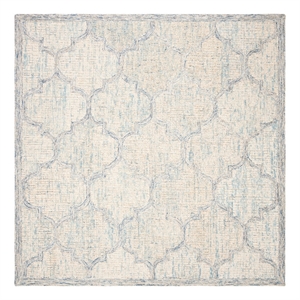 Safavieh Abstract 6'-0&quot x 6'-0&quot Wool Hand Tufted Rug in Ivory / Light Blue