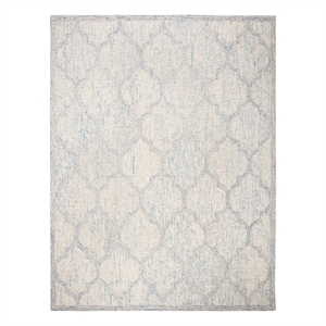 Safavieh Abstract 8'-0&quot x 10'-0&quot Wool Hand Tufted Rug in Ivory / Light Blue