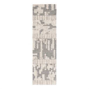 Safavieh Abstract2'-3&quot x 8'-0&quotWool and Cotton Hand Tufted Rug in Ivory/Dark Gray