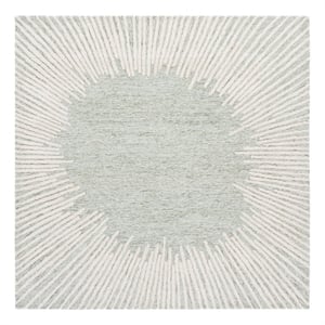 Safavieh Abstract 6'-0&quot x 6'-0&quot Wool and Cotton Hand Tufted Rug in Sage / Ivory