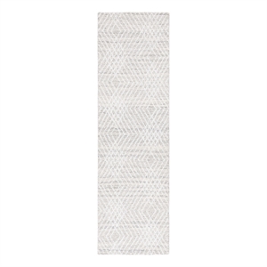 Safavieh Abstract 2'-3&quot x 8'-0&quot Wool and Cotton Hand Tufted Rug in Silver /Ivory