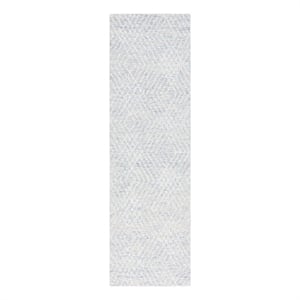 Safavieh Abstract 2'-3&quot x 8'-0&quot Wool and Cotton Hand Tufted Rug in Blue / Ivory
