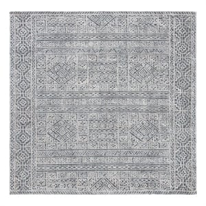 Safavieh Abstract 6'-0&quot x 6'-0&quot Wool Hand Tufted Rug in Gray / Black